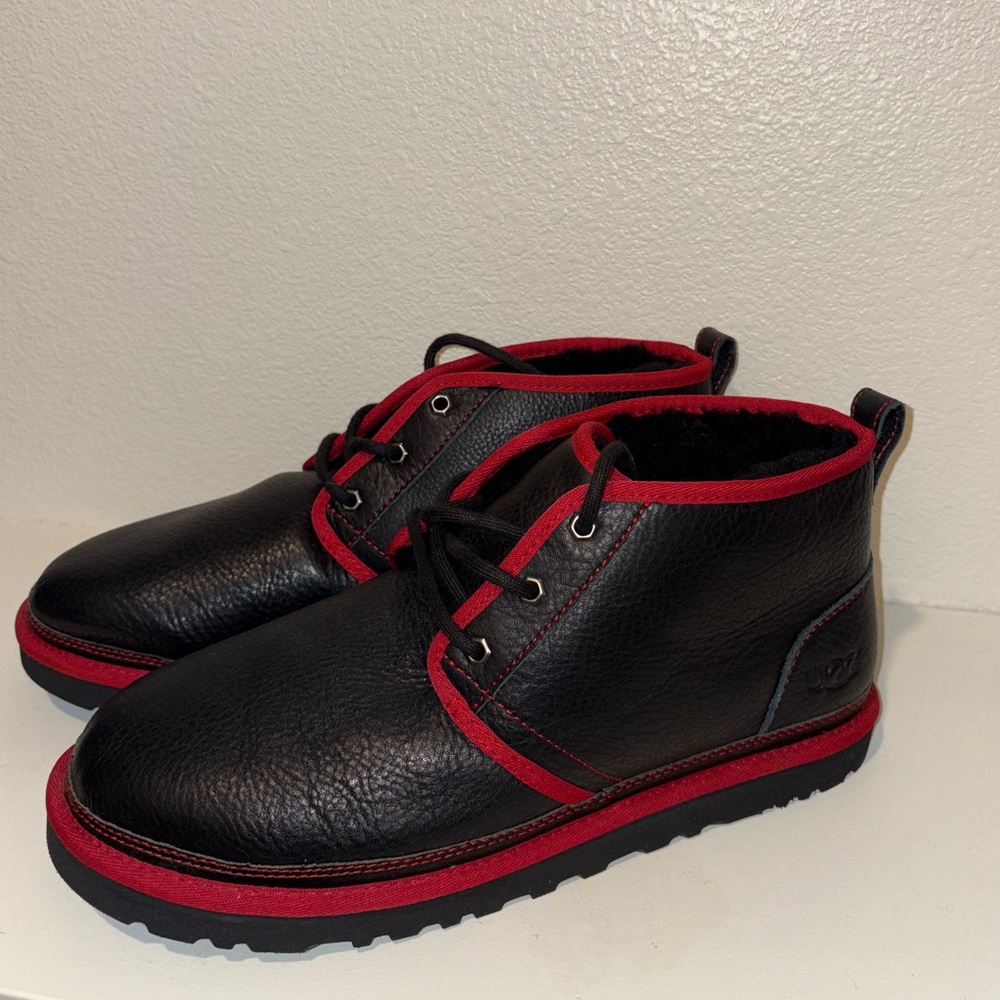 BRAND NEW UGGS: Black and Red Leather Men's Ugg Shoes